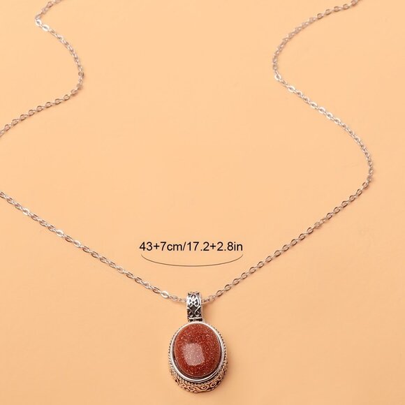 Vintage Inspired Rock Crystal Pendant Necklace Natural Amethyst - Picture 4 of 4